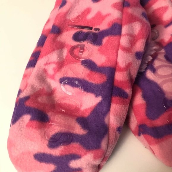 Snoozies Camo Pink Purple Tween M 4 / 5 Non-Skid - Picture 2 of 5